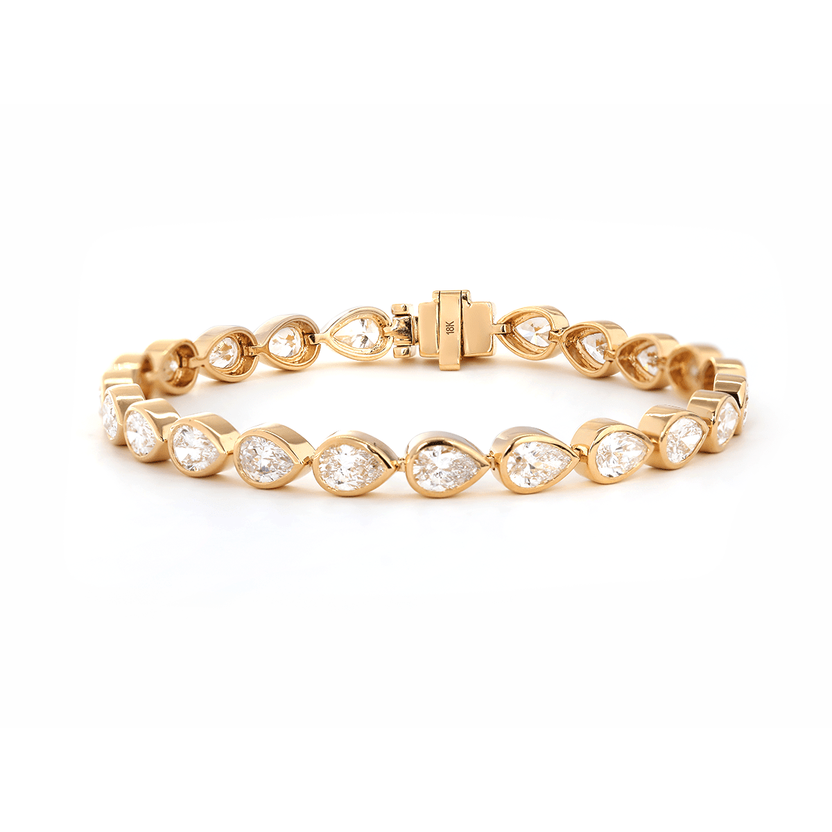 Pear - Shaped Lab Diamond Bezel - Set Tennis Bracelet with Box Clasp - FIORESE JEWELRY