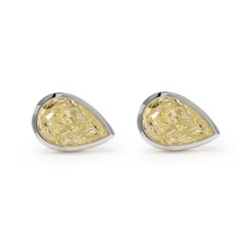 Pear-Shaped Yellow Diamond Stud Earrings - LGG Jewelry