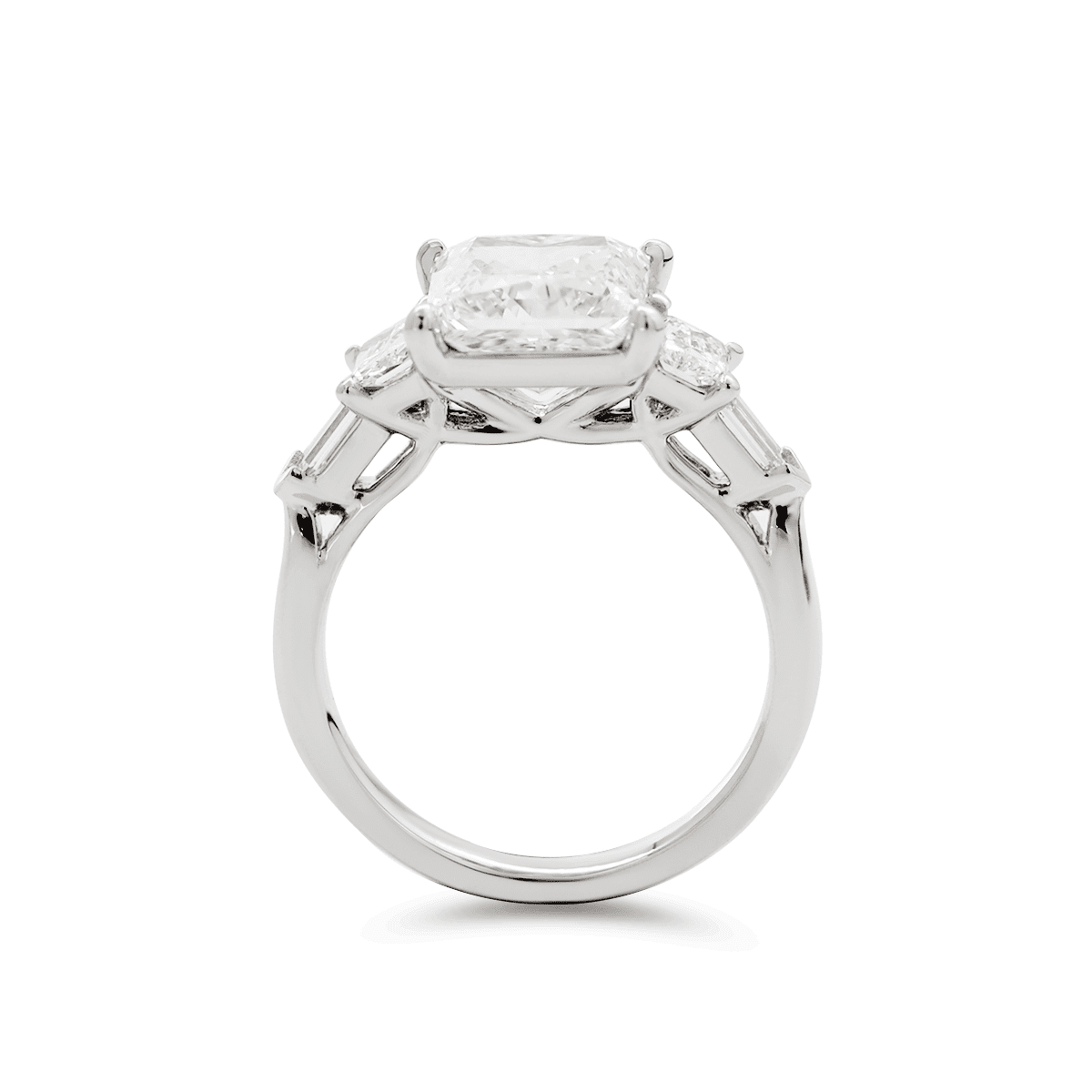 Platinum 2.5ct Princess Cut Lab Diamond 5 Stone Engagement Ring with Radiant Cut and Bullet Cut Side - stones - FIORESE JEWELRY