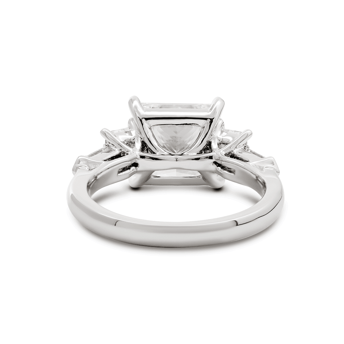 Platinum 2.5ct Princess Cut Lab Diamond 5 Stone Engagement Ring with Radiant Cut and Bullet Cut Side - stones - FIORESE JEWELRY