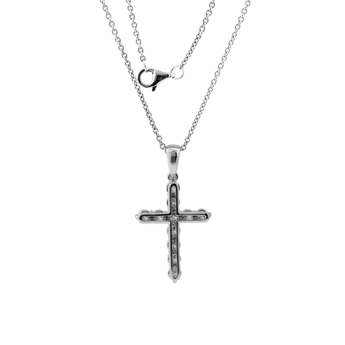 Platinum Round Lab Diamond Cross Pendant Necklace - FIORESE JEWELRY