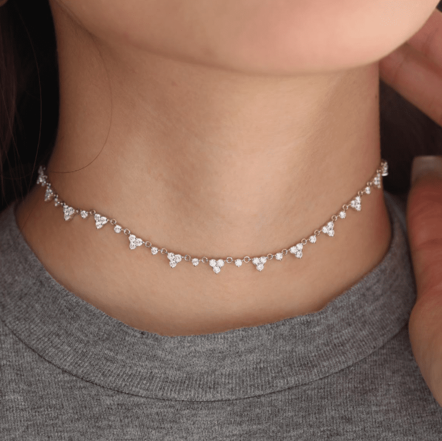 Ready to Ship Round Lab Diamond Triangle Chain Necklace - FIORESE JEWELRY