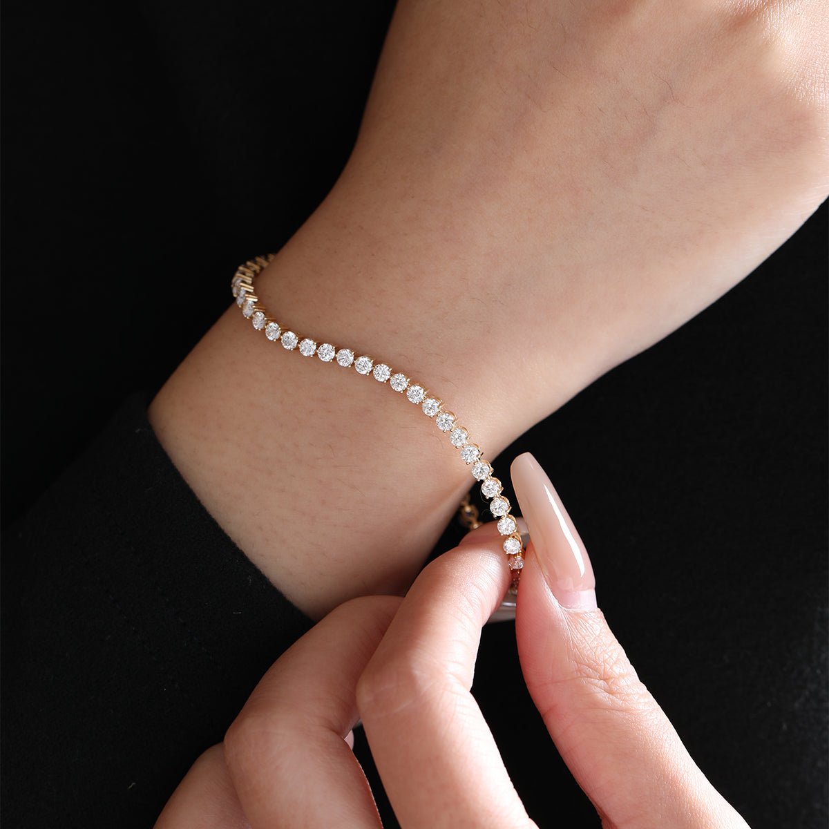 Ready to Ship Round Lab Dimaond Three Prong Basket Tennis Bracelet - FIORESE JEWELRY