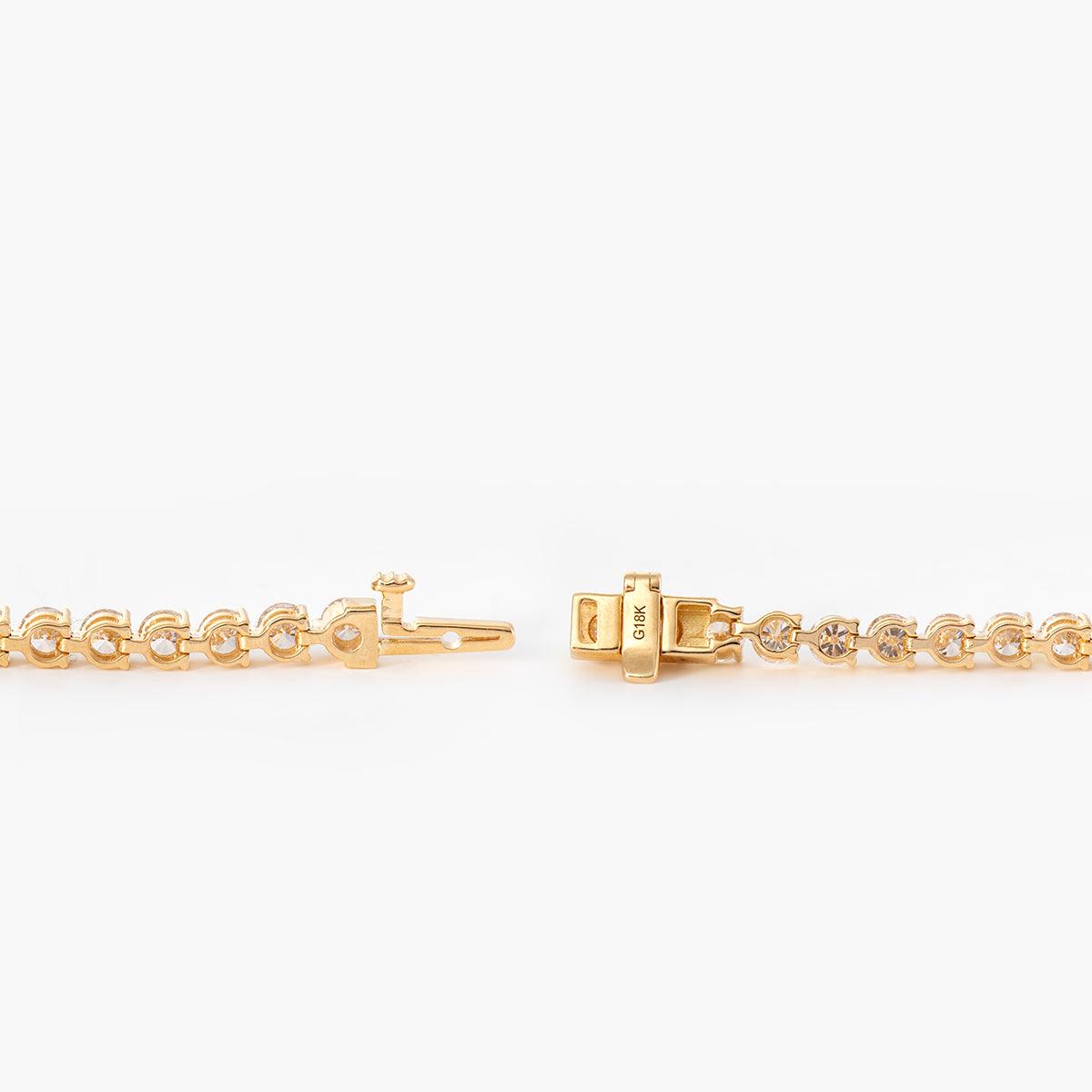 Round Brilliant Cut Lab Diamond Three - Prong Basket Tennis Bracelet with Box Clasp - FIORESE JEWELRY