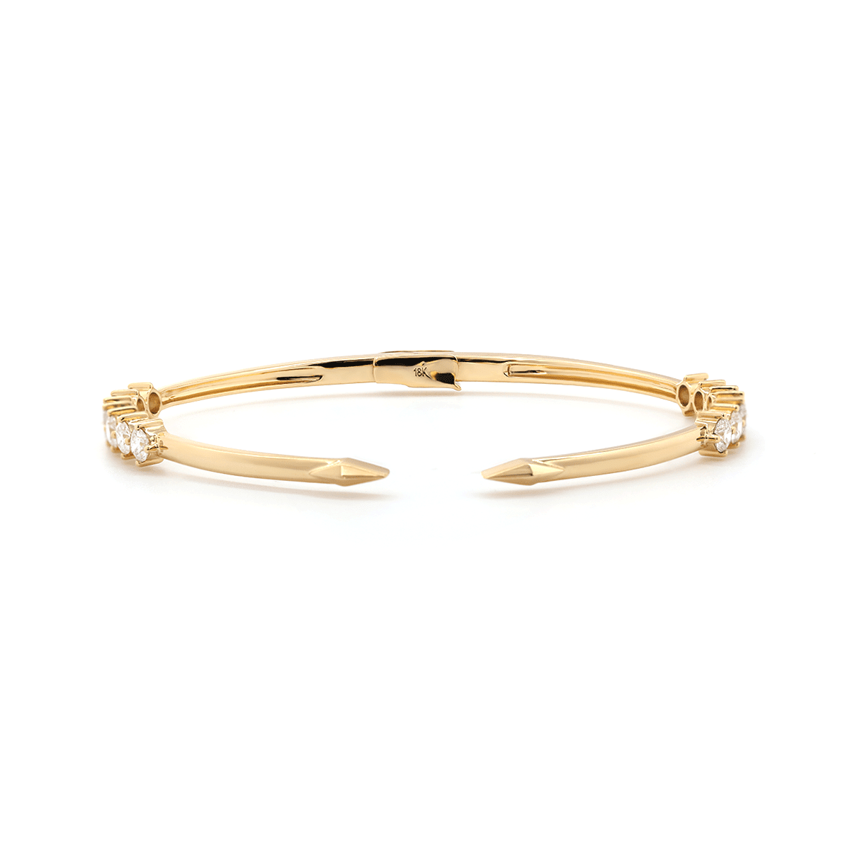Round Cut Lab Diamond 14 - Stone Open Bangle Bracelet - FIORESE JEWELRY