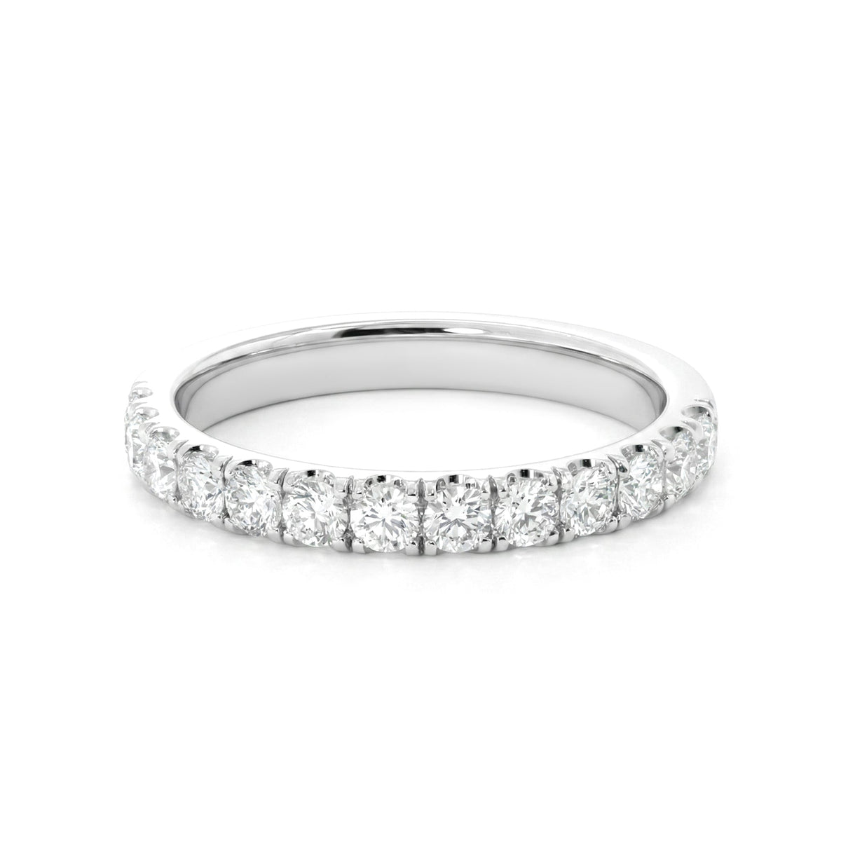Round - Cut Lab Diamond U - Shaped Pavé Half Eternity Ring - FIORESE JEWELRY