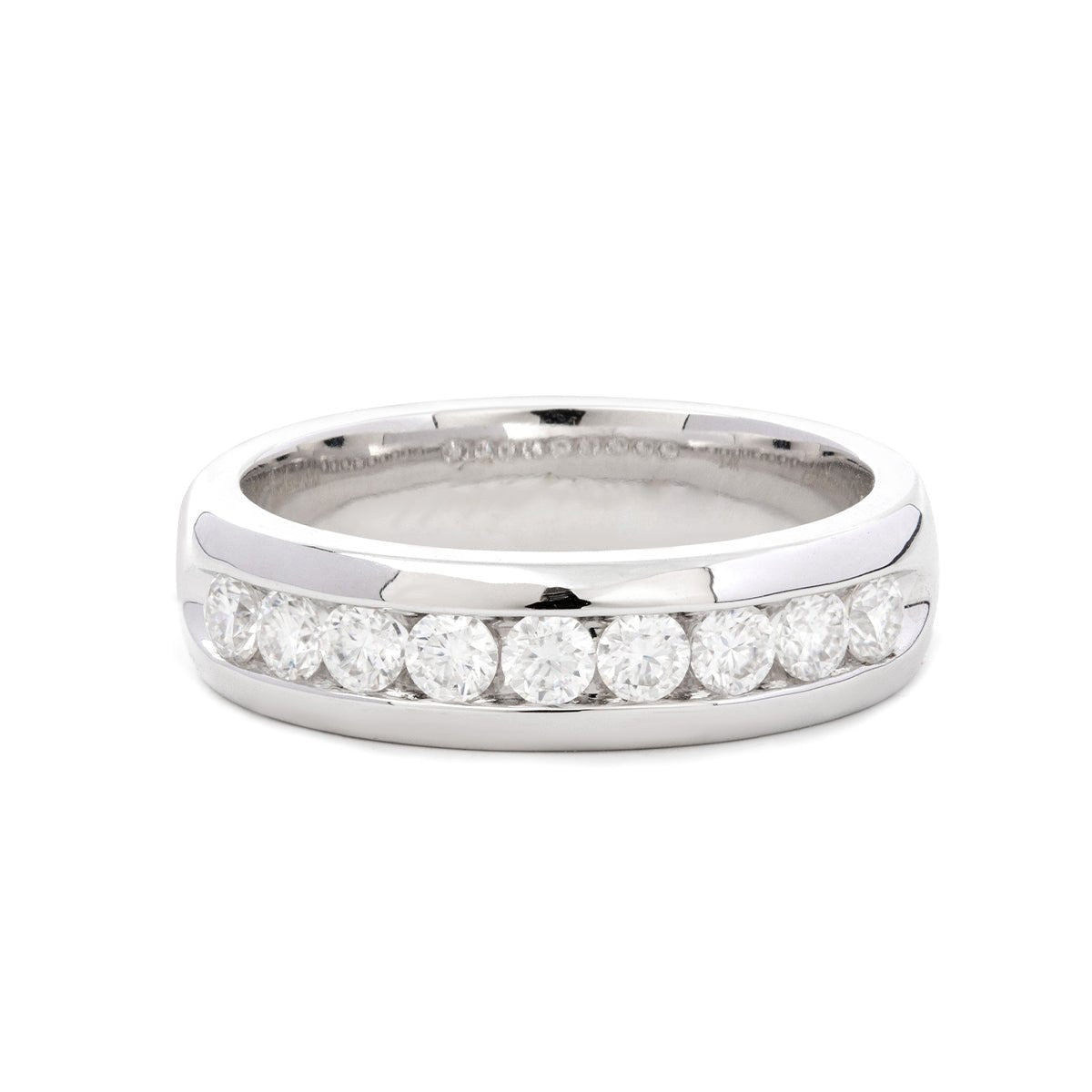Round Lab Diamond Men's Ring with 10 - Stone Channel Setting - FIORESE JEWELRY