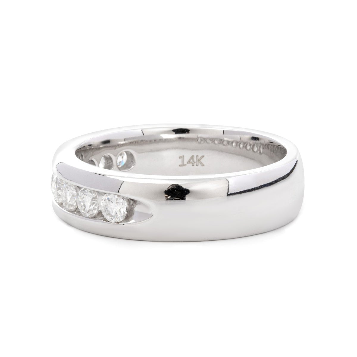 Round Lab Diamond Men's Ring with 10 - Stone Channel Setting - FIORESE JEWELRY