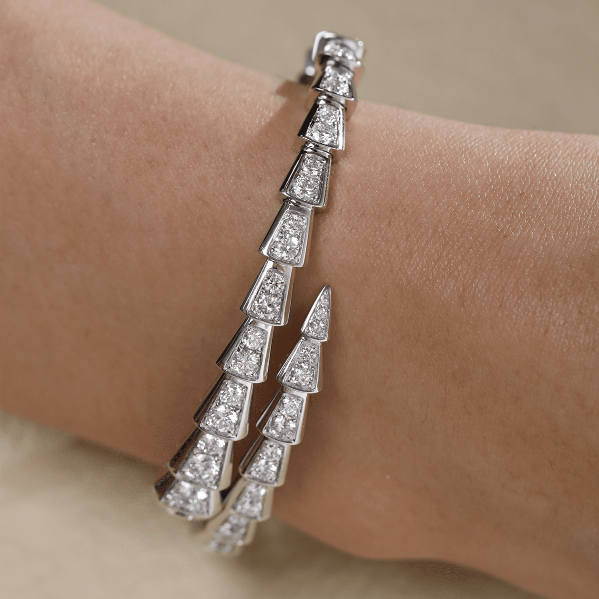 Round Lab Diamond Viper - Inspired Bangle Bracelet - FIORESE JEWELRY