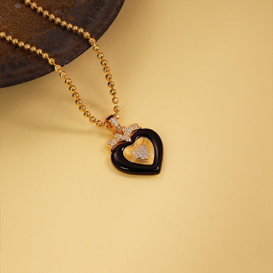 Triple Heart Black Agate Necklace - LGG Jewelry
