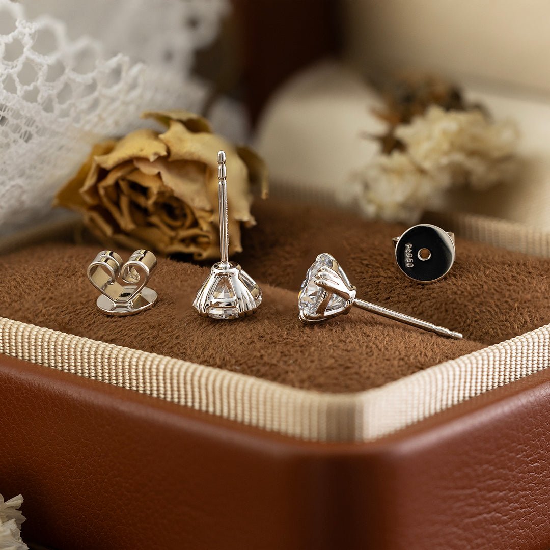 Triple-Prongs Classic Round Lab Diamond Ear Studs - LGG Jewelry