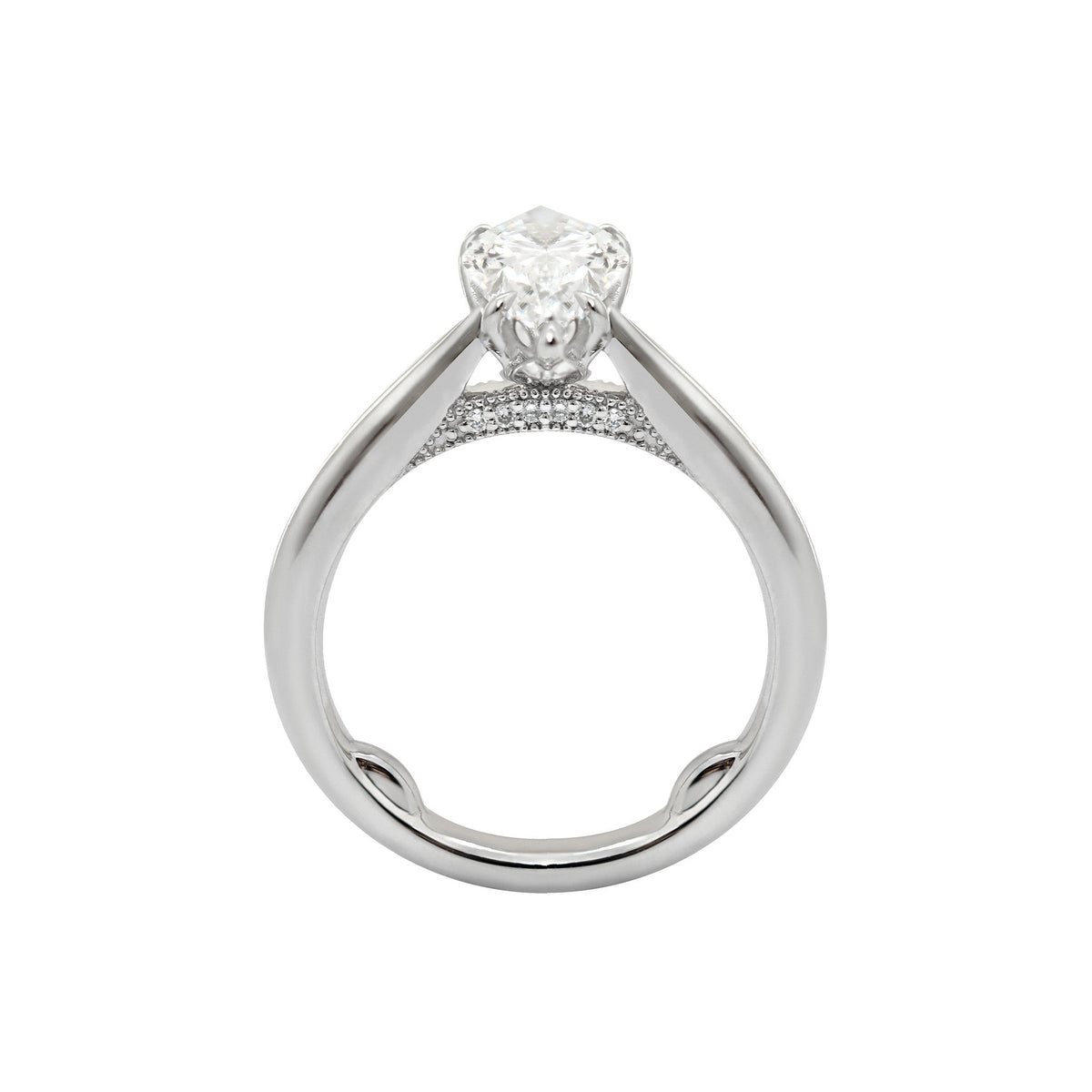 Tuilp Setting Cathedral Pear Brilliant Cut Lab Diamond Solitaire Ring - FIORESE JEWELRY
